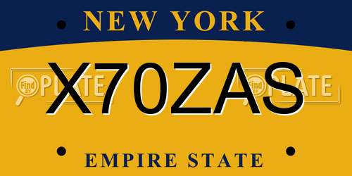 X70ZAS New York License Plate