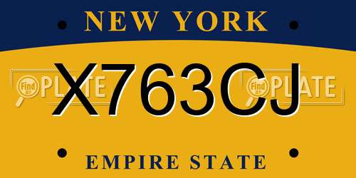 X763CJ New York License Plate