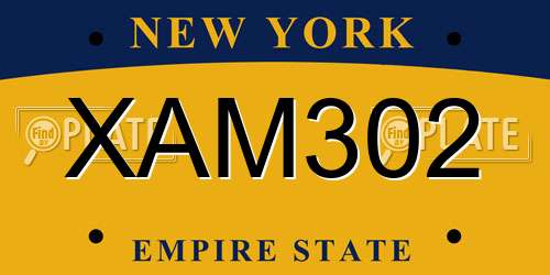 XAM302 New York License Plate