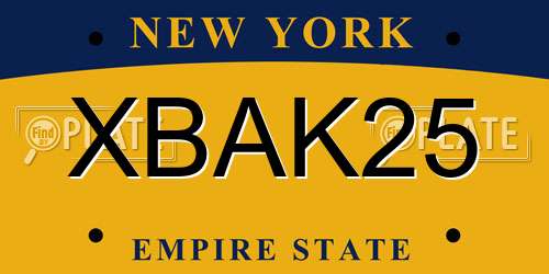 XBAK25 New York License Plate