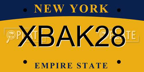 XBAK28 New York License Plate