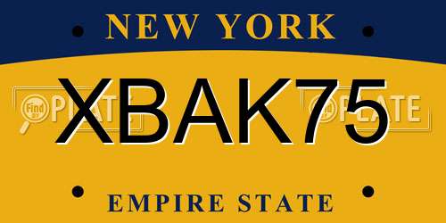 XBAK75 New York License Plate