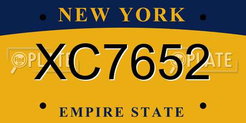 XC7652 New York License Plate
