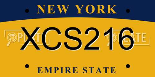 XCS216 New York License Plate