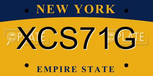 XCS71G New York License Plate