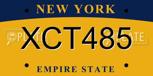 XCT485 New York License Plate