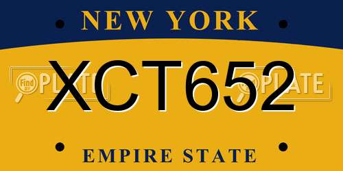 XCT652 New York License Plate