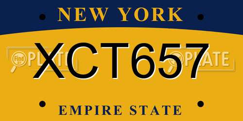 XCT657 New York License Plate
