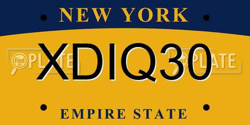 XDIQ30 New York License Plate