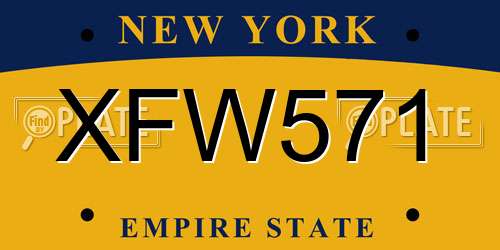 XFW571 New York License Plate