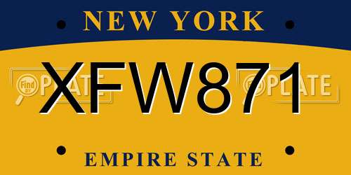XFW871 New York License Plate