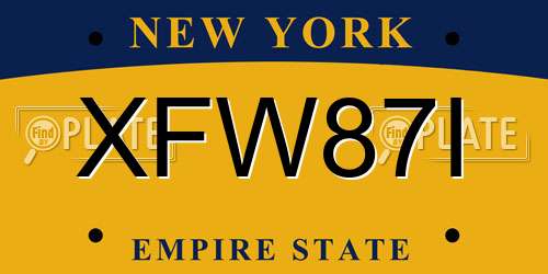 XFW87I New York License Plate