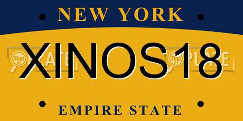 XINOS18 New York License Plate