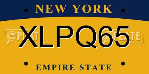 XLPQ65 New York License Plate