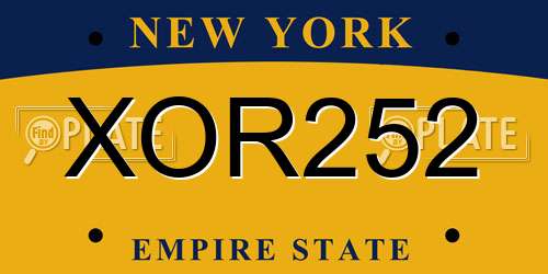 XOR252 New York License Plate