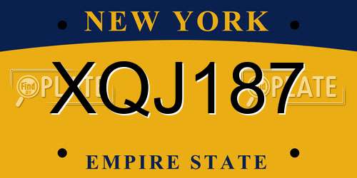 XQJ187 New York License Plate
