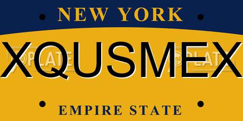 XQUSMEX New York License Plate