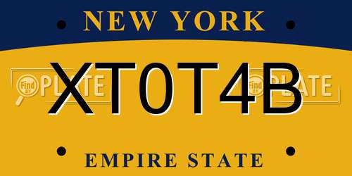 XT0T4B New York License Plate