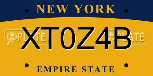 XT0Z4B New York License Plate