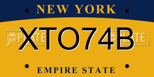 XTO74B New York License Plate