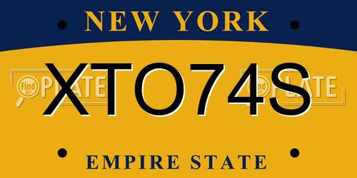 XTO74S New York License Plate