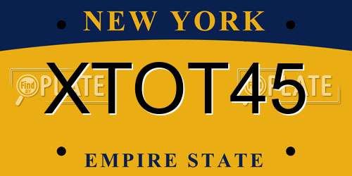 XTOT45 New York License Plate