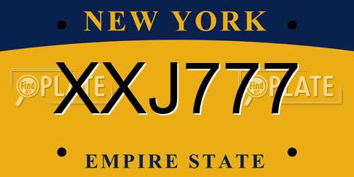 XXJ777 New York License Plate
