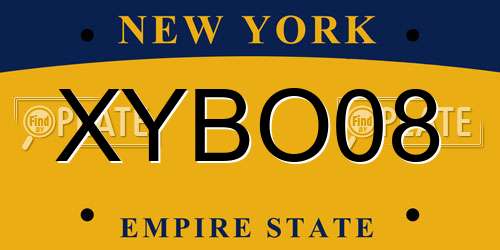 XYBO08 New York License Plate