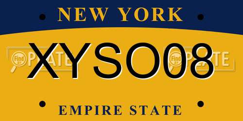 XYSO08 New York License Plate