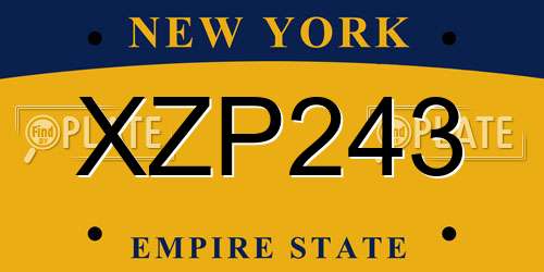 XZP243 New York License Plate