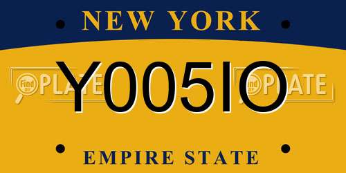 Y005IO New York License Plate
