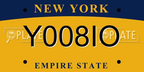 Y008IO New York License Plate