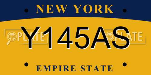Y145AS New York License Plate