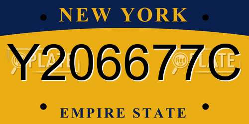 Y206677C New York License Plate