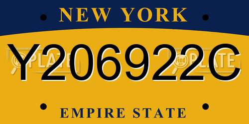 Y206922C New York License Plate