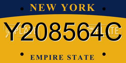 Y208564C New York License Plate