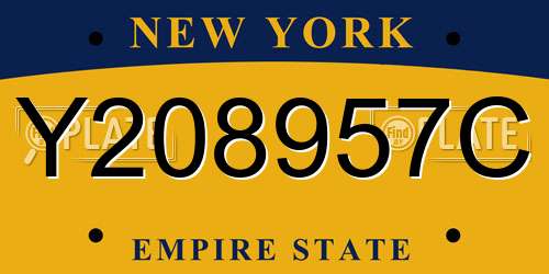 Y208957C New York License Plate