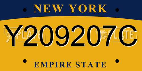 Y209207C New York License Plate