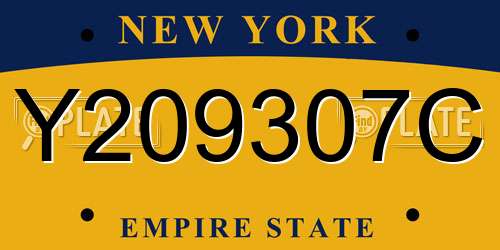 Y209307C New York License Plate