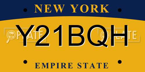 Y21BQH New York License Plate