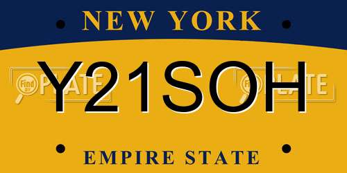 Y21SOH New York License Plate