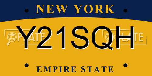 Y21SQH New York License Plate