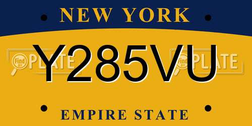 Y285VU New York License Plate