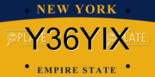 Y36YIX New York License Plate