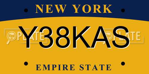 Y38KAS New York License Plate