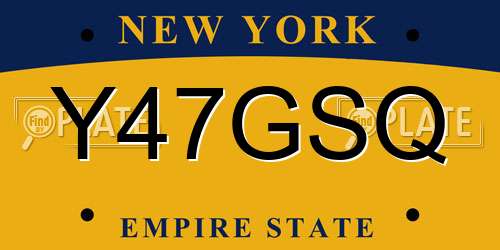Y47GSQ New York License Plate