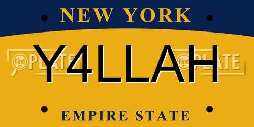 Y4LLAH New York License Plate