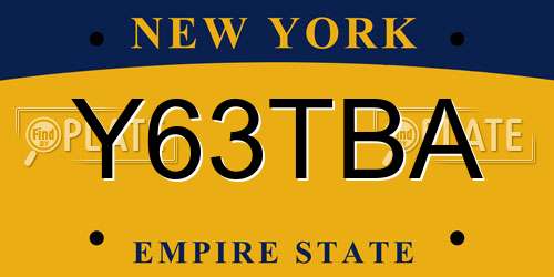 Y63TBA New York License Plate