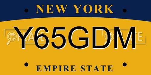 Y65GDM New York License Plate