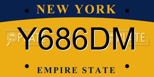 Y686DM New York License Plate